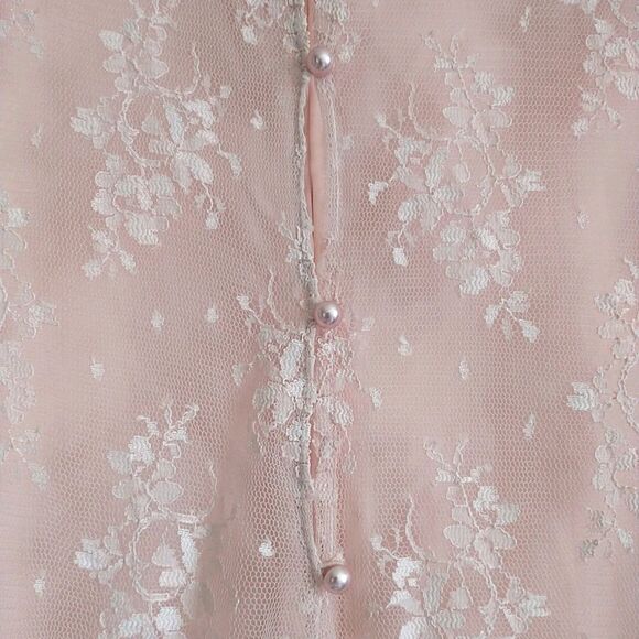 Vtg Barbara Chodos Michael Marcella Dress 12 Pink Floral Lace DropWaist Victoria - Picture 8 of 12